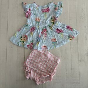 Posh Peanut Camille Ruffled Capsleeve Basic Peplum Top
& Bloomer Set 6-12 months